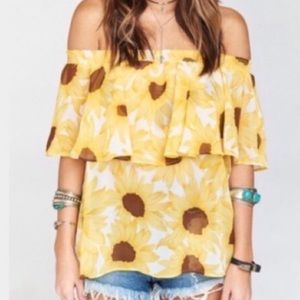 SMYM Club Bungalow Sunflower Off Shoulder Top